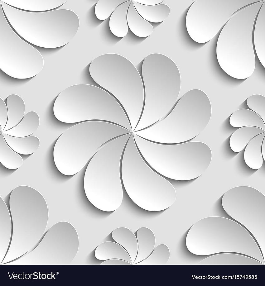 Seamless pattern white 3d paper flower circle 3d, 3d round flowers HD phone wallpaper