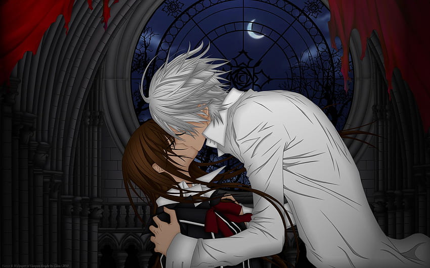 kiryu zero kiss moon night tree vampire knight yuuki cross, vampire anime boy HD wallpaper
