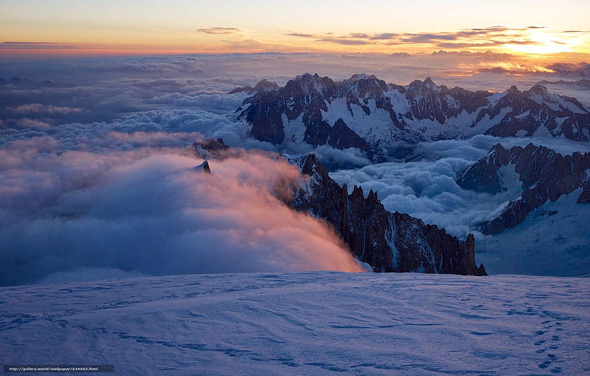 Mont Blanc du Tacul, Aiguille du Midi, French HD wallpaper