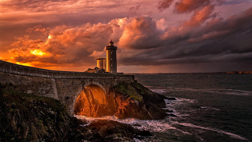 Leuchtturm Phare Du Petit Minou, Frankreich, Brest HD-Hintergrundbild