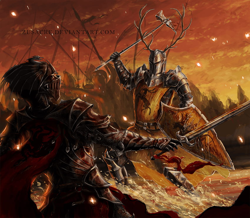 Battle of the Trident by Zusacre. Robert Baratheon and Rhaegar, rhaegar targaryen HD wallpaper