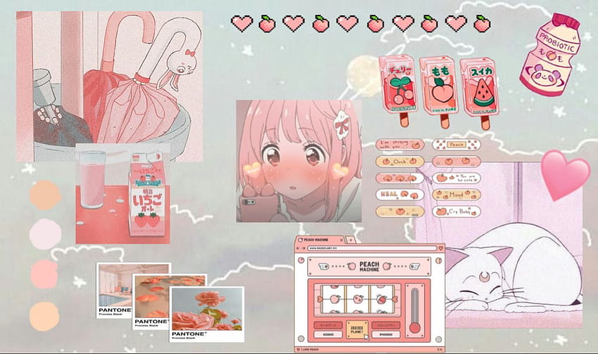 Сладко естетическо аниме, розово естетическо аниме компютър HD тапет