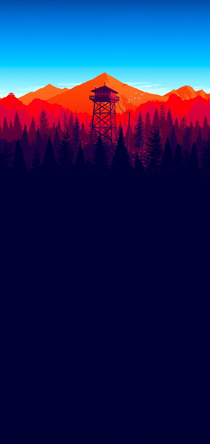 Set of Firewatch with lots of space for your notifications or homescreen icons! Perfect size for S1 but will probally look good on any phone. HD phone wallpaper