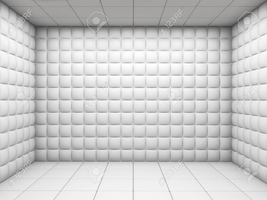 white mental hospital padded room empty with copy space HD wallpaper