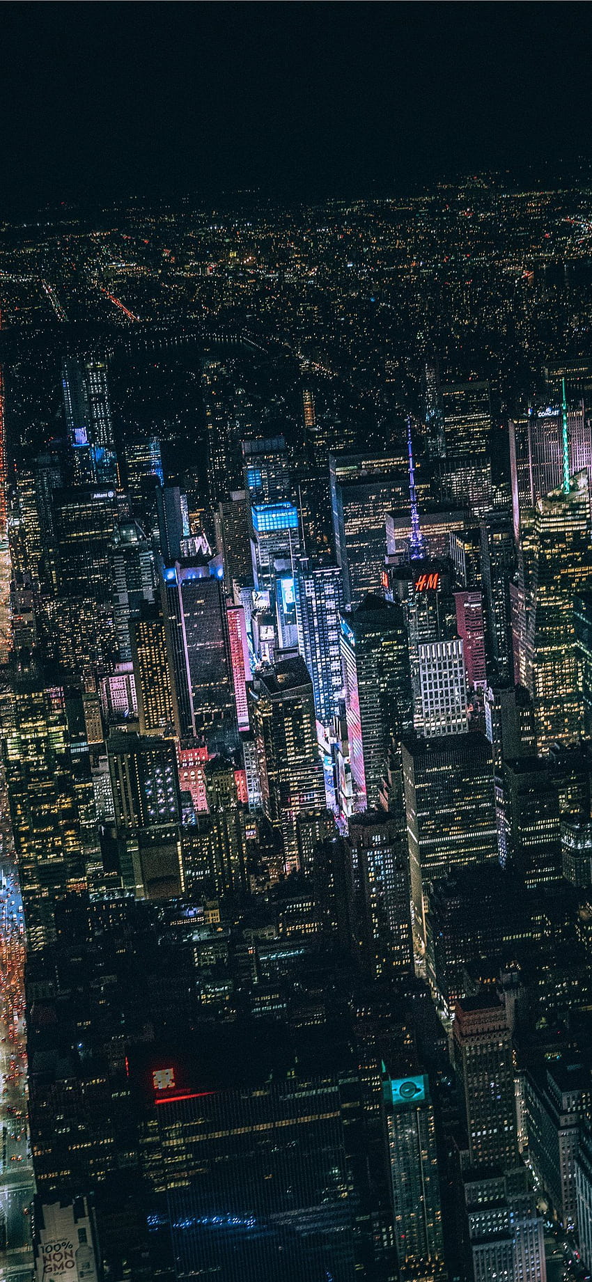 aerial view of city buildings during night time iPhone X, city aesthetic at night HD phone wallpaper