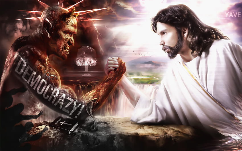 Jesus Vs Satan, god vs satan HD wallpaper