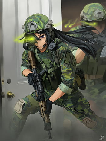Military anime girl, rifle, battle, gloves, wall, Anime, HD wallpaper |  Peakpx