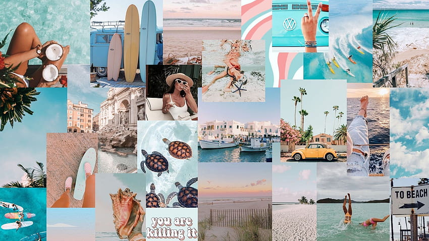Collage Aesthetic Summer Laptop, summer stickers HD wallpaper