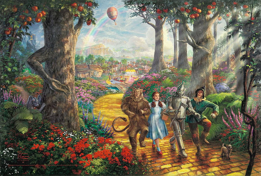 rainbow, Walt Disney, Thomas Kinkade STUDIOS, the wizard of oz the scarecrow HD wallpaper