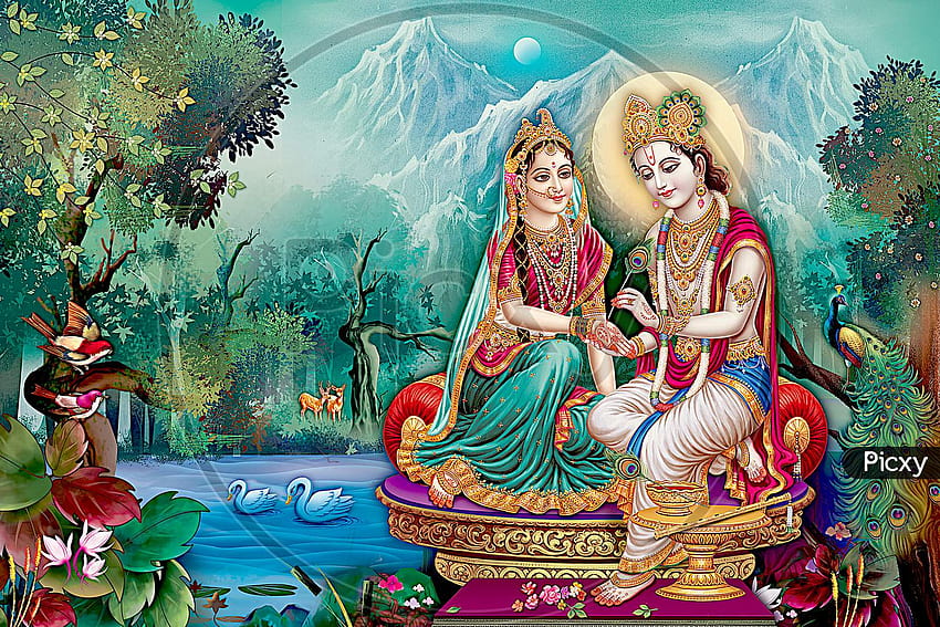 Latar Belakang Tekstur Dewa Hindu Radha Krishna Wallpaper HD