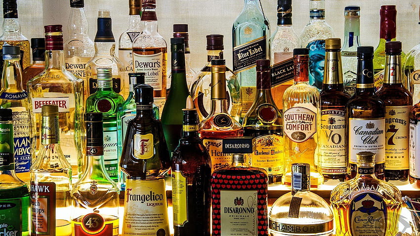 Spirituosen-Trinkflaschen, Alkohol HD-Hintergrundbild