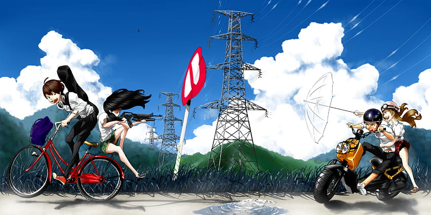 Anime, Student, Girl, Bike, Scenery, 4k HD Phone Wallpaper | Rare Gallery