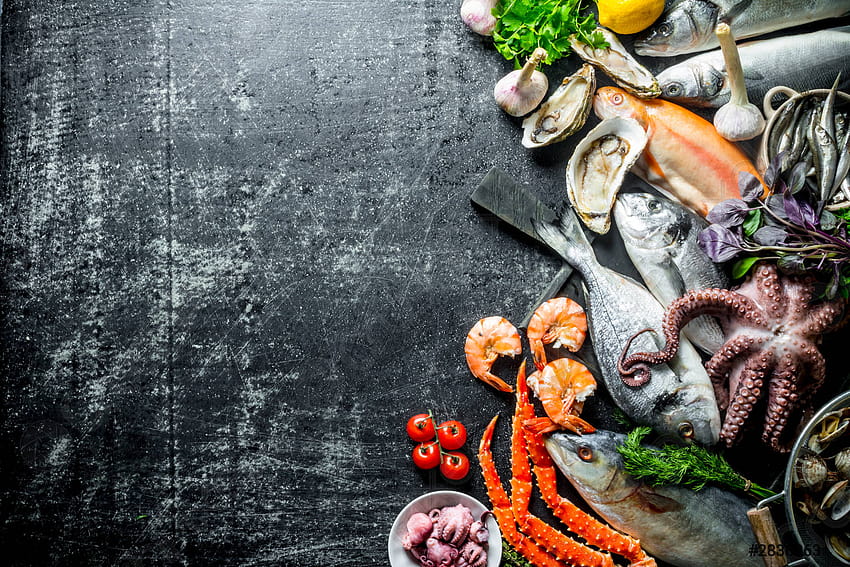 Fresh seafood and fish, fresh fish HD wallpaper