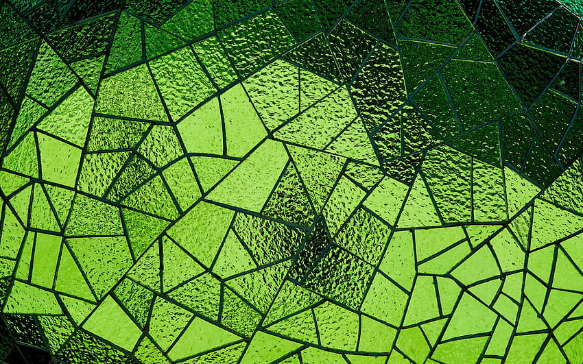 зелена стъклена мозайка, зелена мозаечна текстура, стъклена текстура, зелен стъклен фон, мозаечни фонове с резолюция 2880x1800. Високо качество HD тапет