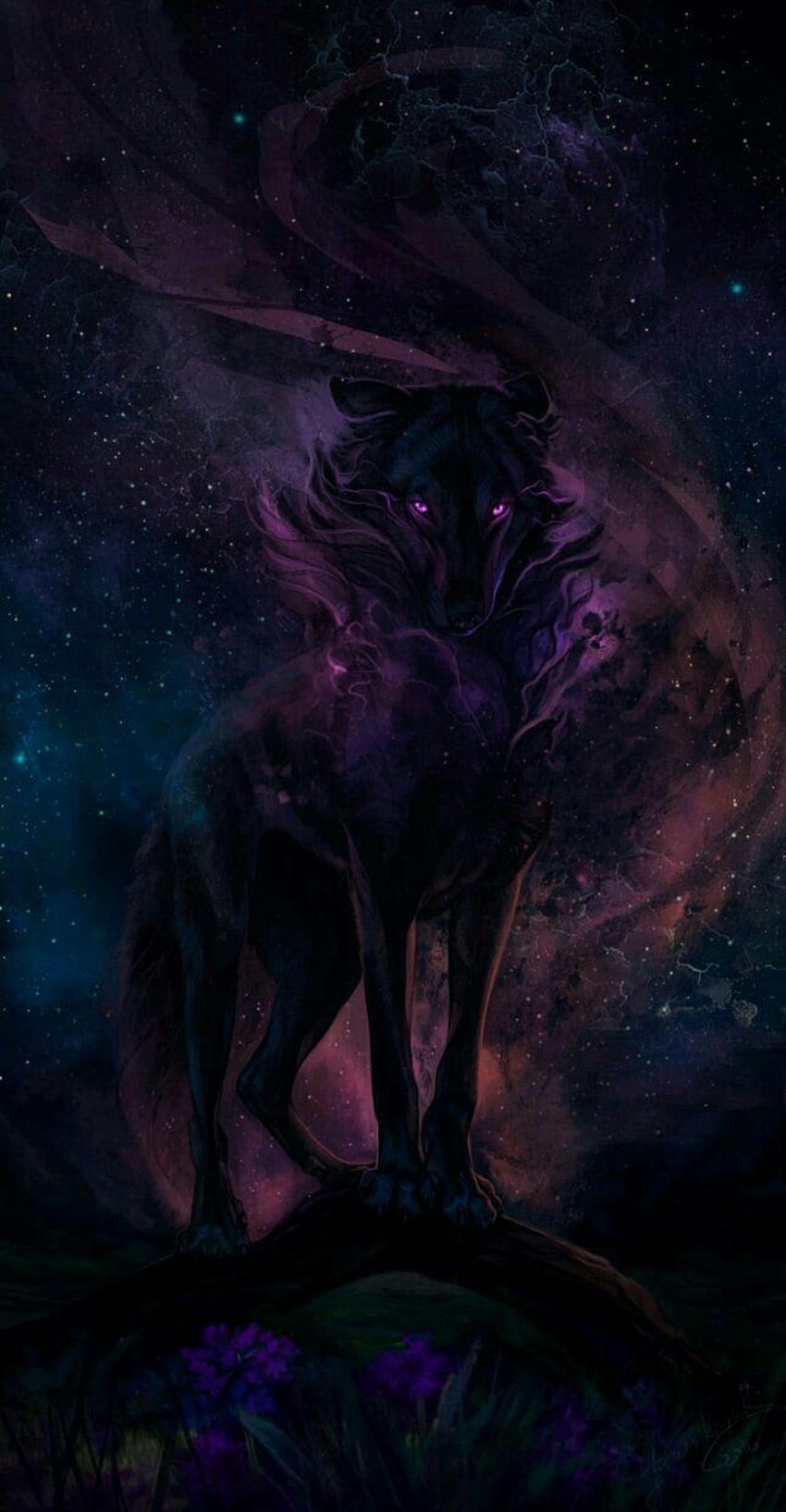 Pin about Anime wolf on Mage, galaxy werewolves HD phone wallpaper
