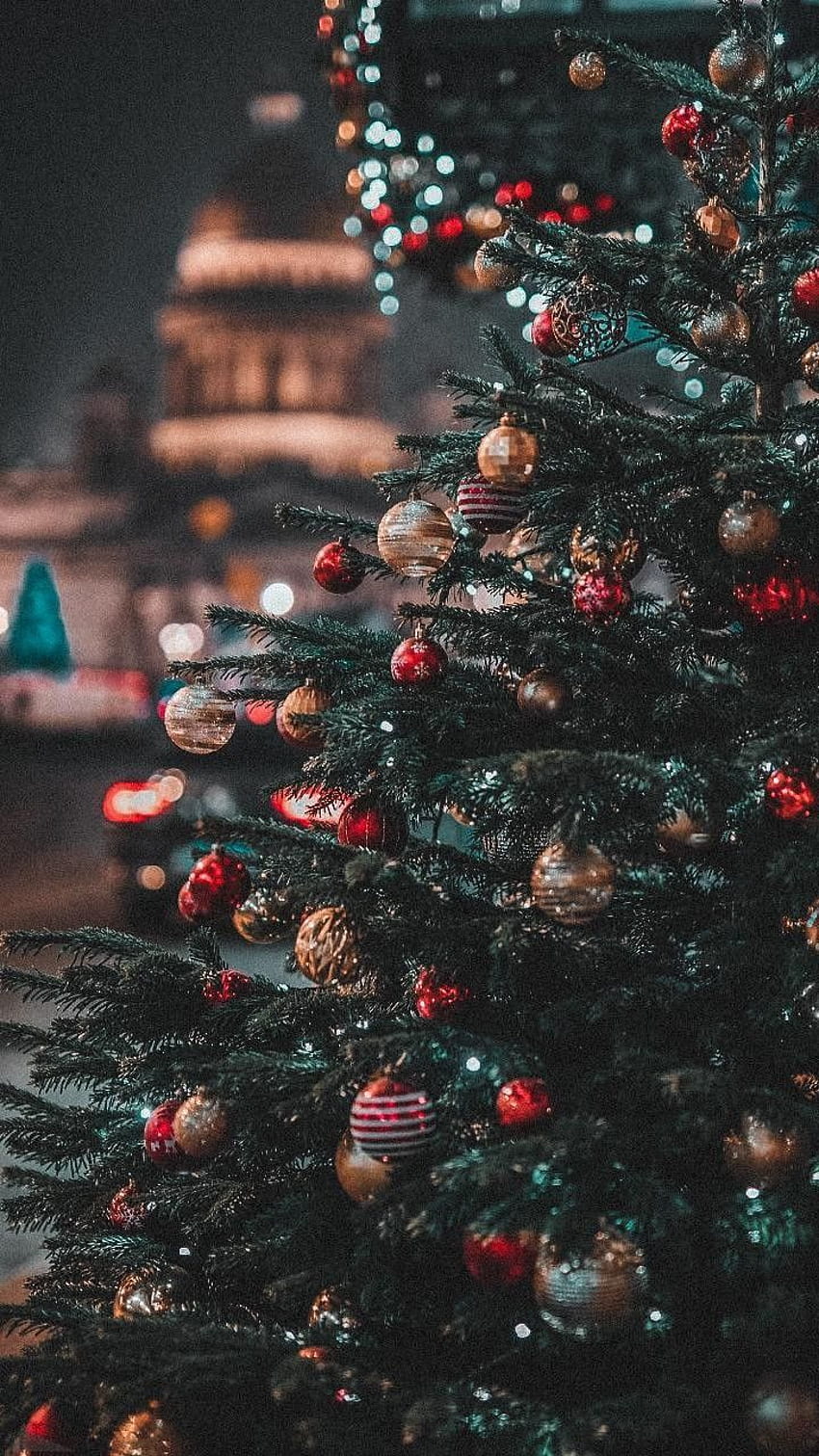 Christmas tree, grunge christmas HD phone wallpaper
