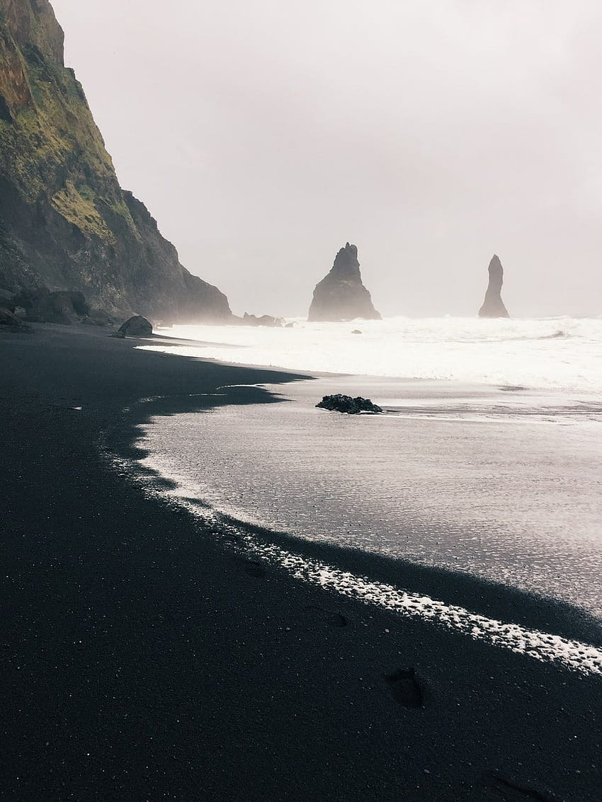 Ultimate Black, playa de arena negra islandia fondo de pantalla del teléfono