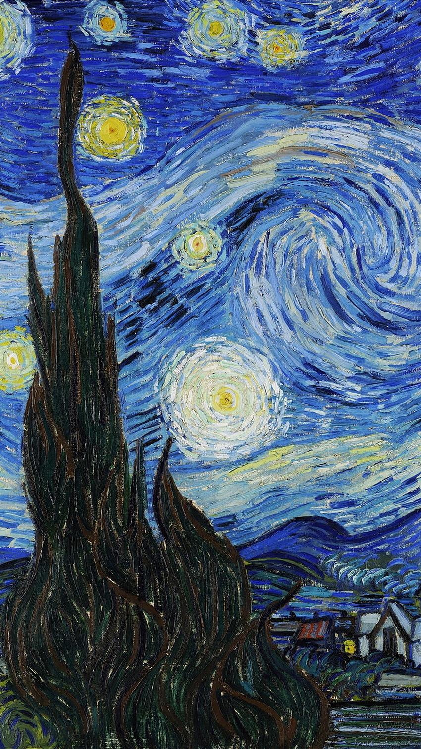 Van Gogh iPhone , The, แวนโก๊ะยามค่ำคืนที่เต็มไปด้วยดวงดาว วอลล์เปเปอร์โทรศัพท์ HD
