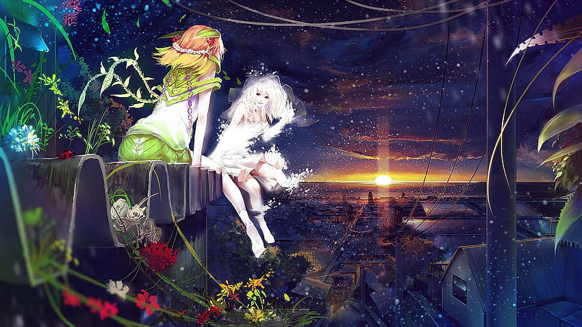 Original Fantastic world Sunrises and sunsets Anime Girls, anime world ...