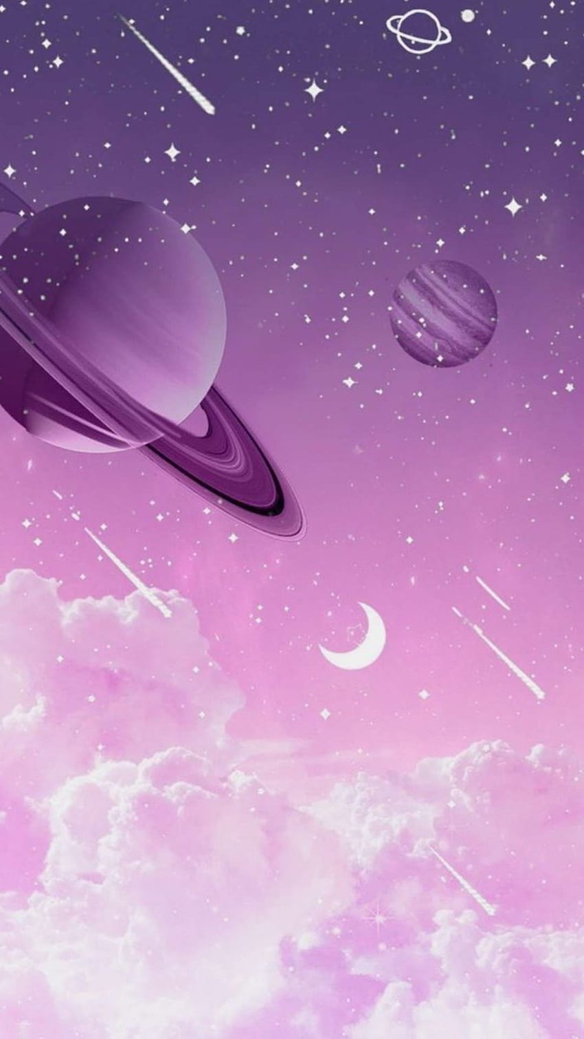 Dibujos animados de planetas y estrellas fugaces, exterior, planeta de dibujos animados fondo de pantalla del teléfono
