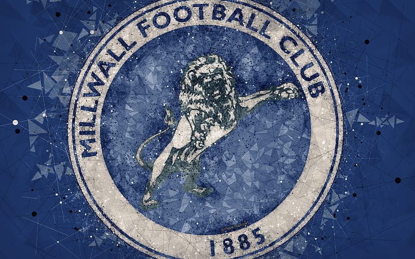 Millwall FC, geometric art, logo, blue HD wallpaper