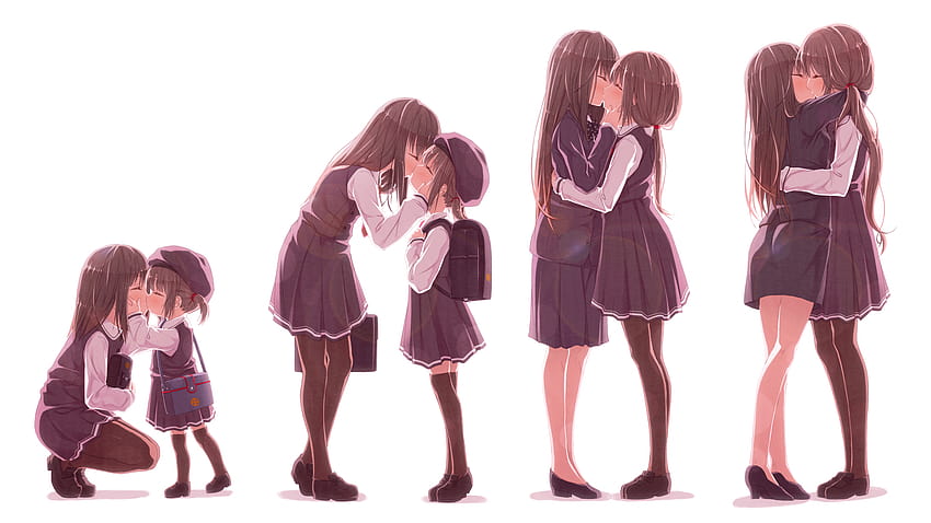 Diferencia de edad besos de yuri [Original], beso de anime de yuri fondo de pantalla
