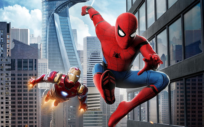 Spider Man Homecoming Iron Man, железен паяк 3d HD тапет