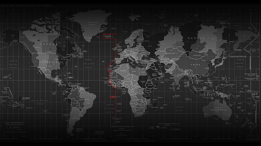 Черно-бяла карта на света, карта HD тапет