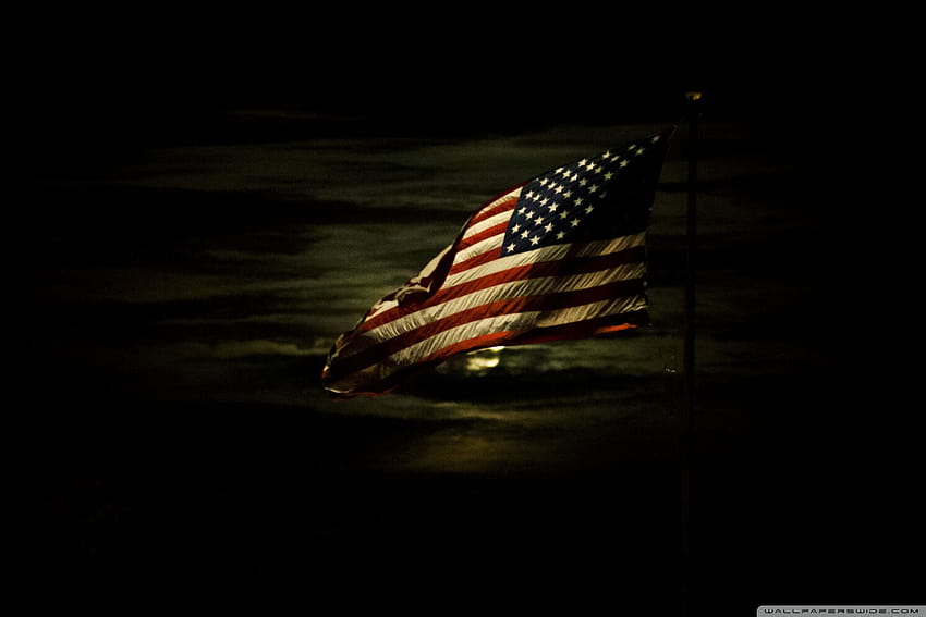 American Flag Lit By A Full Moon Ultra Backgrounds for U TV : & UltraWide & Laptop : Tablet : Smartphone HD wallpaper