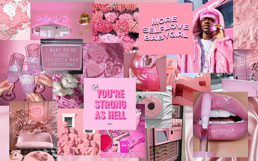 Pink Baddie Aesthetic ピンクの美学のコラージュ ラップトップ、baddie の美学のラップトップ 高画質の壁紙
