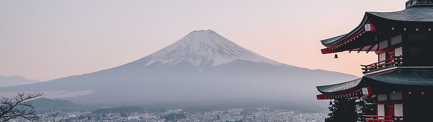 Mount Fuji City Japan Landscape Scenery, 5120x1440 HD wallpaper