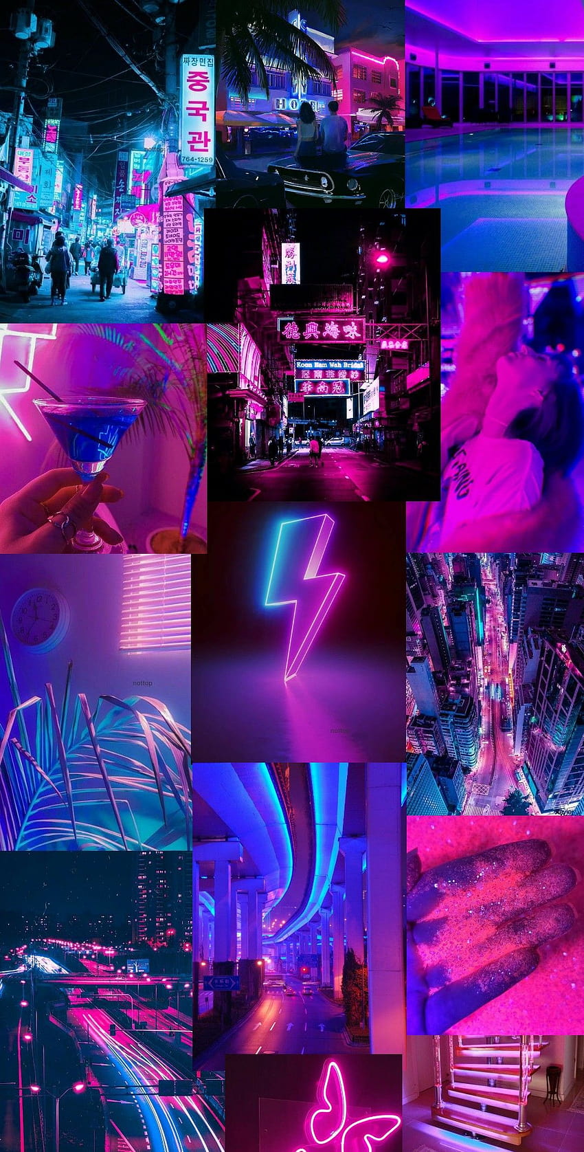 Blue and Pink Aesthetic Neon, pink collage neon HD phone wallpaper