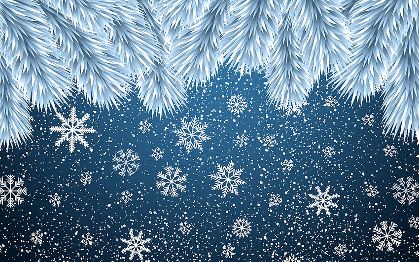 青い雪片の背景、降雪、雪片のパターン、冬の背景、クリスマスの概念、雪片、白い雪片、解像度 3840x2400 のメリー クリスマス。 高品質、冬のパターン 高画質の壁紙