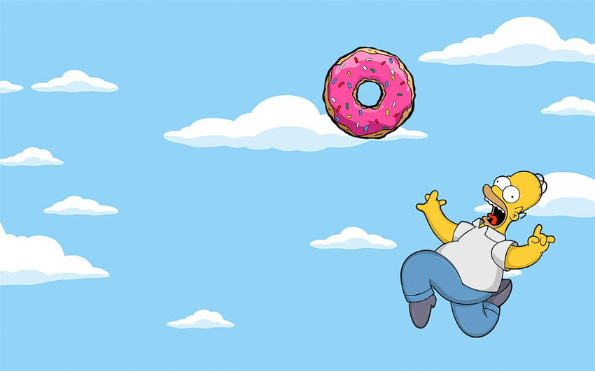 Homer Simpson, niebo, pączek, The Simpsons, komputer Simpsonów Tapeta HD