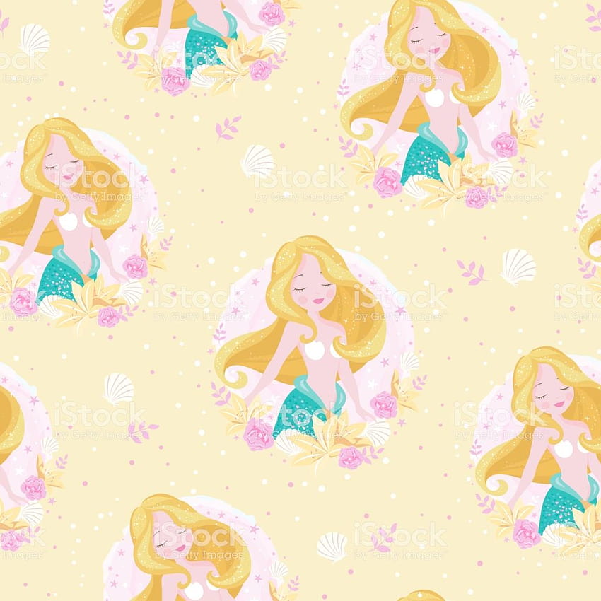 Mermaid Pattern On Yellow Backgrounds For Kids Fashion Artwork, putri duyung untuk anak-anak wallpaper ponsel HD
