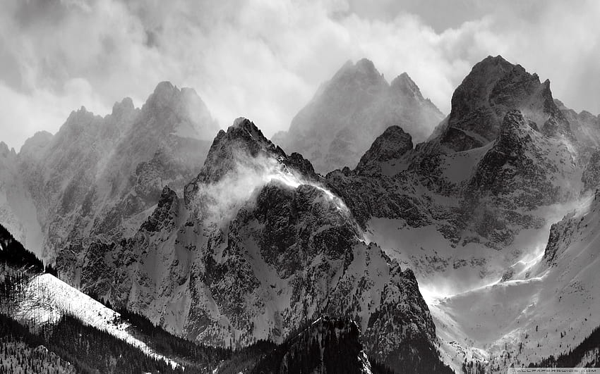 Black White Mountain, mountain black and white HD wallpaper