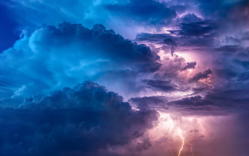 Thunderstorm , Lightning, Flashing, Stormy Clouds, Bad Weather, Nature HD wallpaper