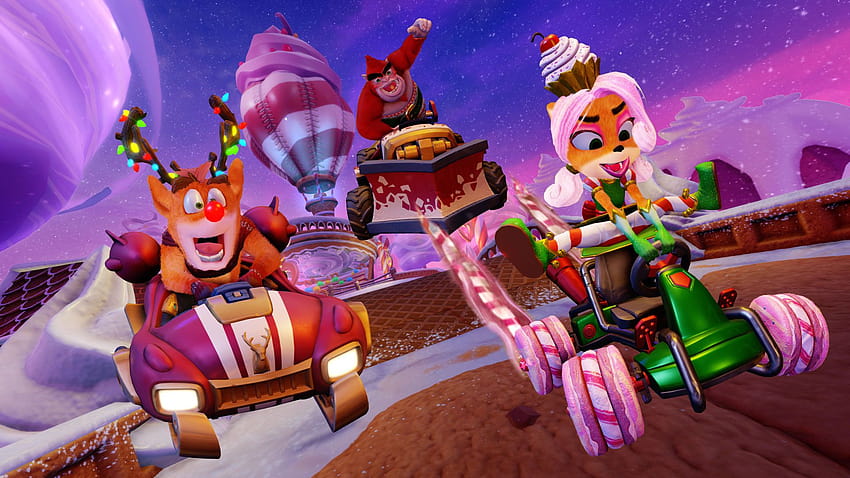 The Holidays have arrived with the Winter Festival Grand Prix in Crash™ Team Racing Nitro HD wallpaper