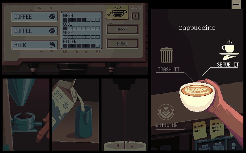Steam のコーヒートーク、コーヒーを飲むアニメキャラクター 高画質の壁紙