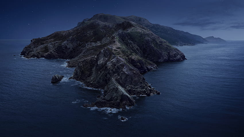 macOS Catalina, Pegunungan, Pulau, Malam, Stok, » , Ultra, pulau catalina Wallpaper HD