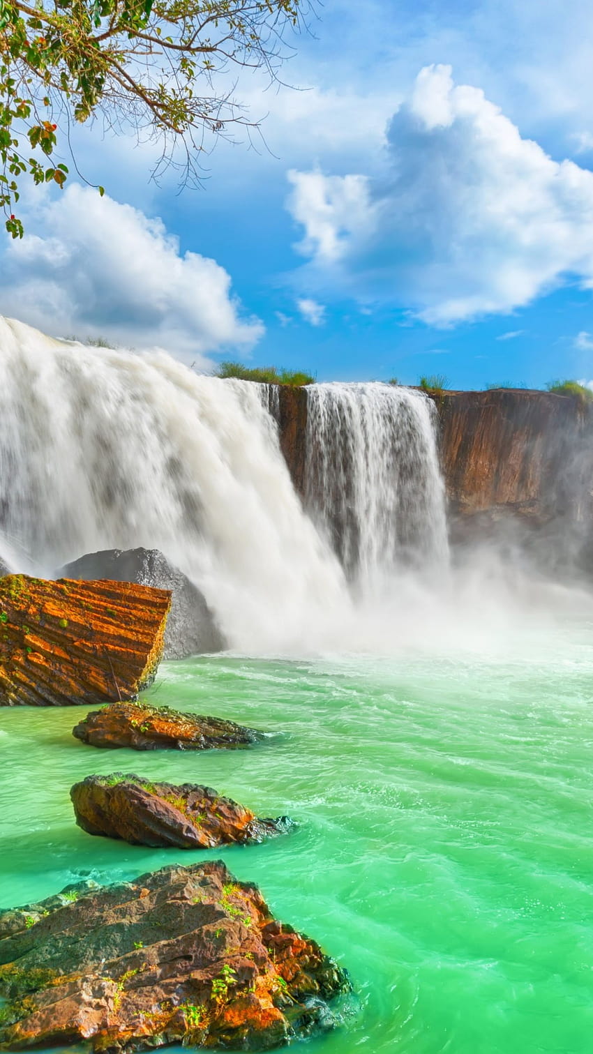 waterfall, , Beautiful Dry Nur, Vietnam, waterfall ultra HD phone wallpaper