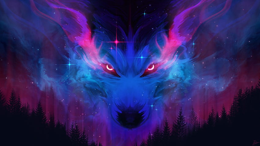 Fantasy Wolf Fantasy Animals Night Stars Arrière-plans [2560x1440] pour votre, mobile et tablette, loups fantastiques Fond d'écran HD