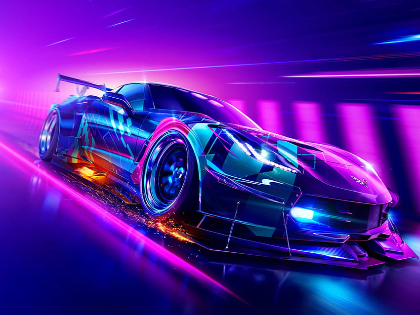 Car, neon, Chevrolet Corvette, race cars • For You For & Mobile, racing car aesthetic HD wallpaper