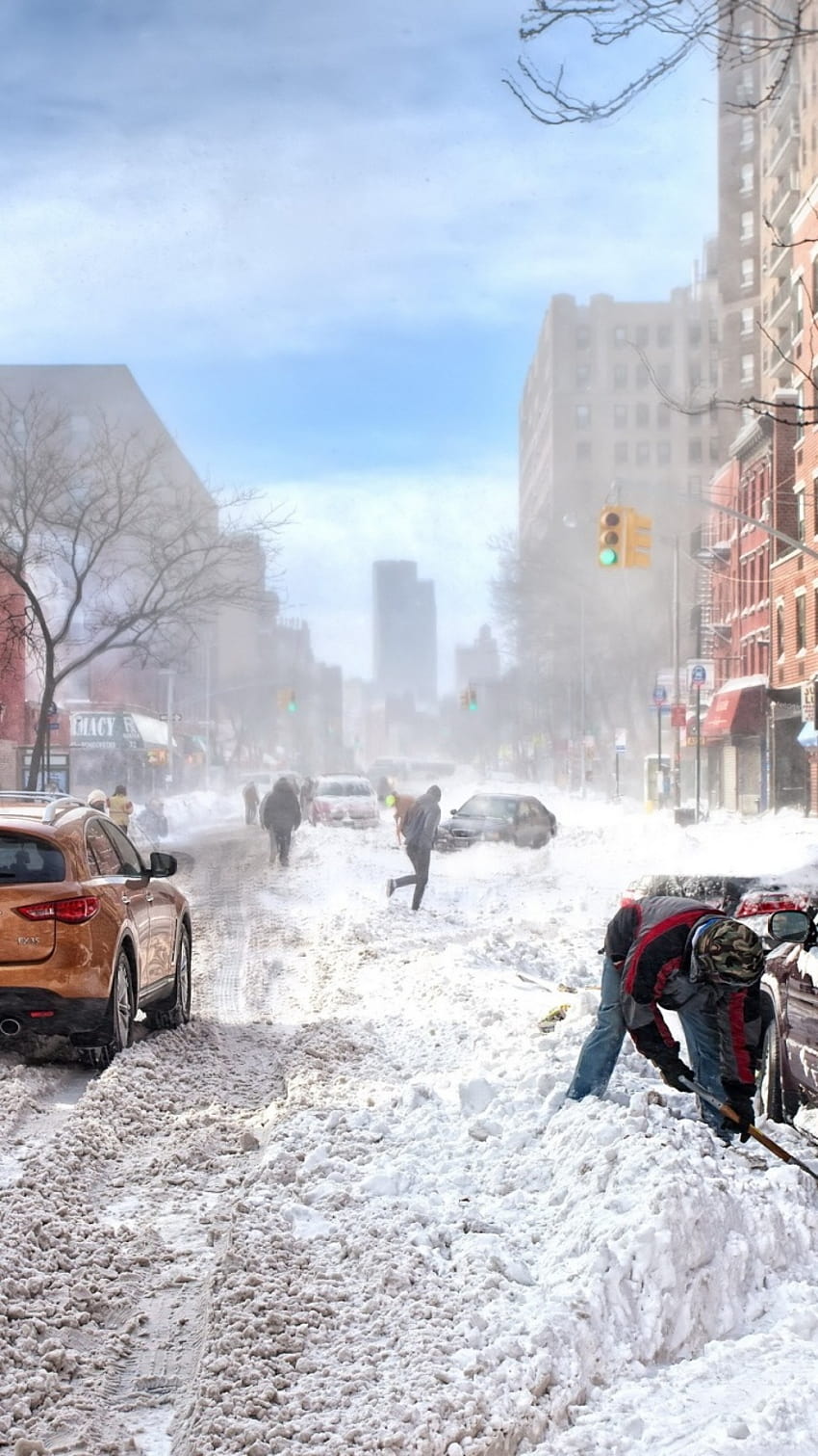 720x1280 Winter in New York Htc one x, new york snow HD phone wallpaper