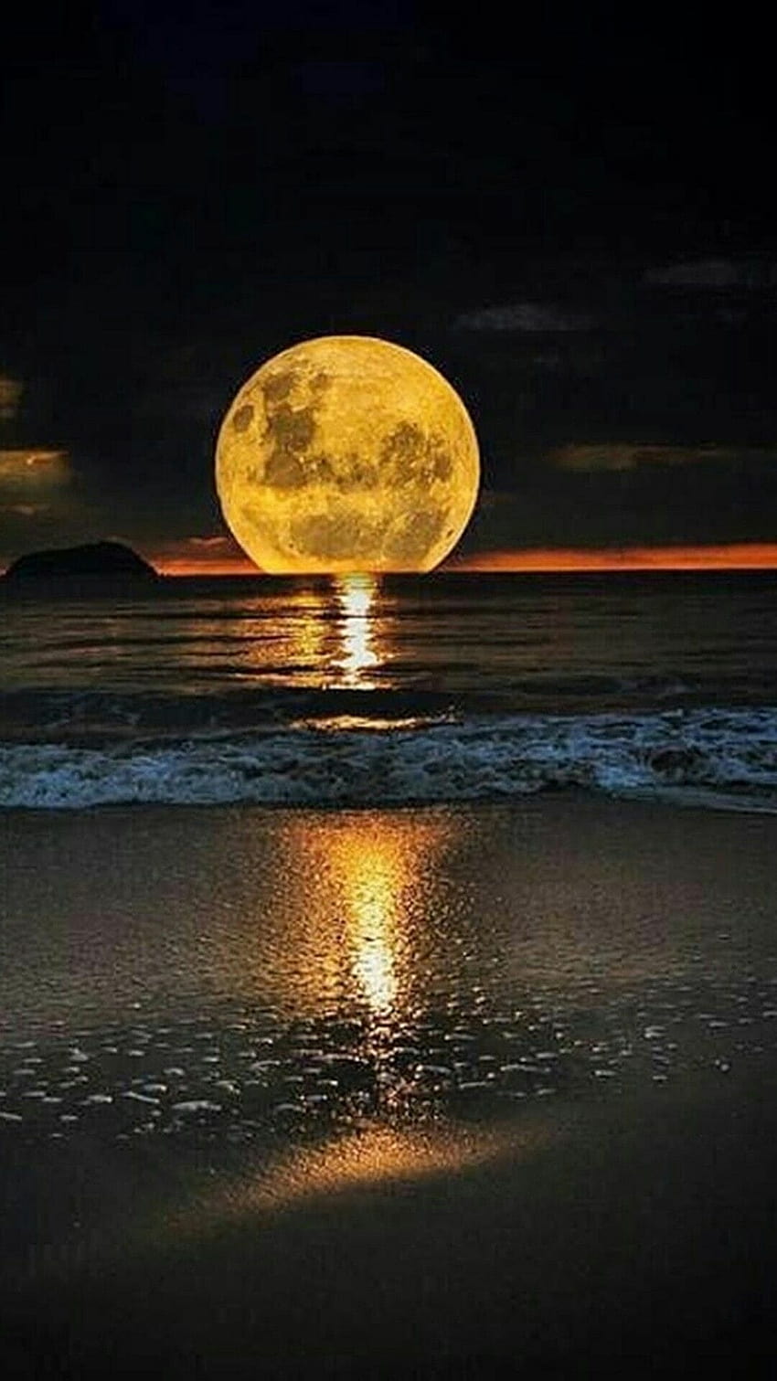 보름달과 바다., 문폰 HD 전화 배경 화면