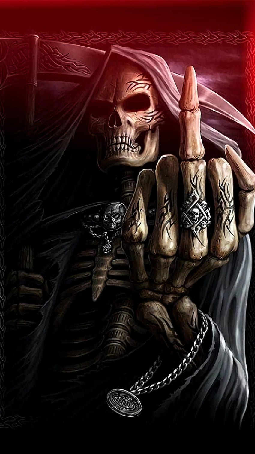 Skull, skeleton middle finger HD phone wallpaper