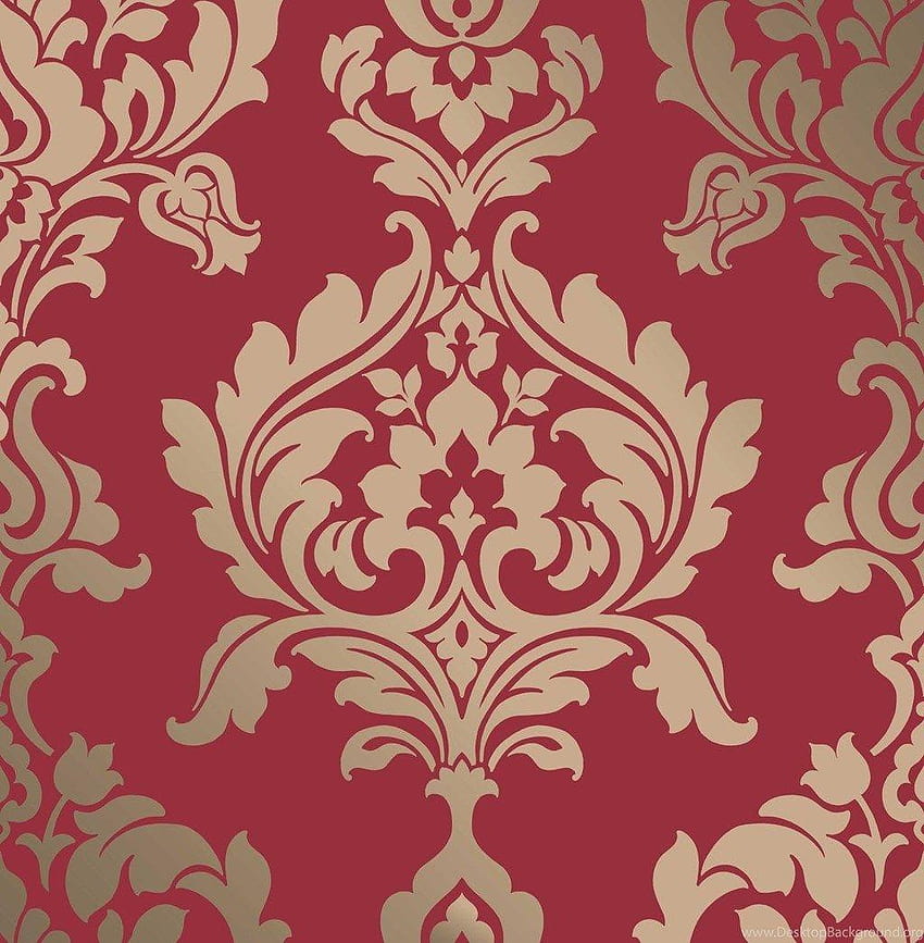 Rochester Damask Red Gold Backgrounds, red and gold HD phone wallpaper