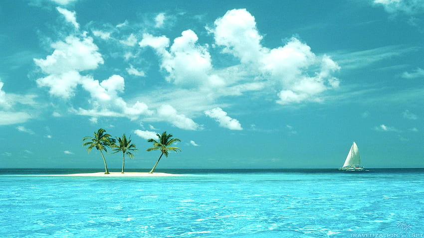 Water Bungalows em uma ilha tropical 1366×768, ilha do amor papel de parede HD