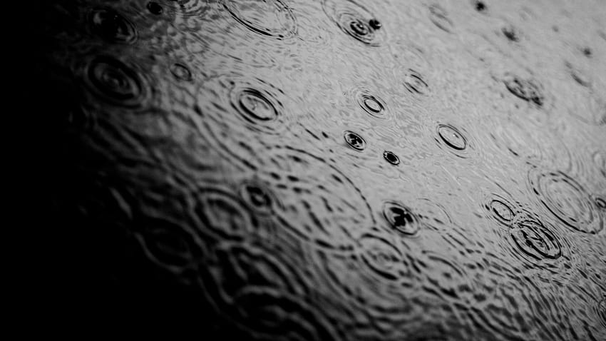 : nature, rain, water drops, Moon, circle, ripples, black and white, monochrome graphy, close up, astronomical object, macro graphy 1920x1080 HD wallpaper