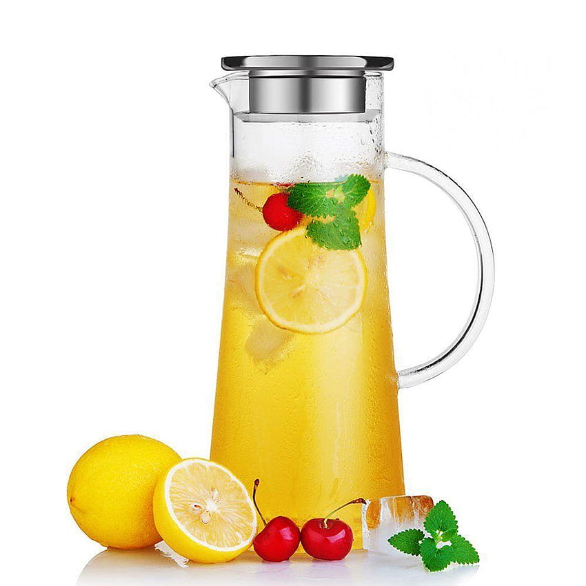 Glass Water Carafe With Stainless Steel Lid Oz Iced Tea HD phone wallpaper
